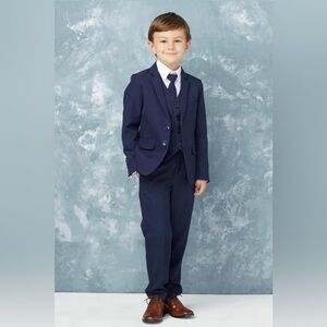 Tip Top Kids | "Stanford" Kids Navy 5-Piece Suit Size 16 Big Boy Size Wedding